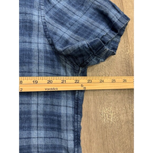 J. Crew Button Up Shirt Mens Large Blue Plaid Baird McNutt Irish Linen Classic - Picture 7 of 8